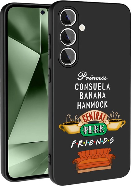 Samsung S24 Fe Kılıf Içi Kadife Lansman Siyah Perk Baskılı Kapak