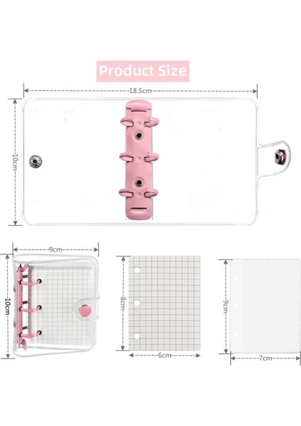 4'lü Paket Mini Şeffaf 3'lü Klasör Kapakları, Izgaralı Iç Sayfa ve 12 Adet Dosya Cepli (3 Adet/takım) (Yurt Dışından)