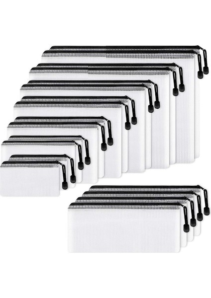 18PCS Mesh Zipper Pouch Document Bag,8 Asorted Size, Water-Proof Plastic Zip Dosya Dizinleri, Ofis Için Çok Amaçlı, Ev (Yurt Dışından)