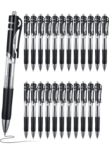 Siyah Jel Kalemler, Günlük Defter Yazma Ofis Okul Malzemeleri Için 24 Paket Rollerball Jel Mürekkep Kalemler (Yurt Dışından)