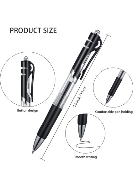 Siyah Jel Kalemler, Günlük Defter Yazma Ofis Okul Malzemeleri Için 24 Paket Rollerball Jel Mürekkep Kalemler (Yurt Dışından) fiyatları