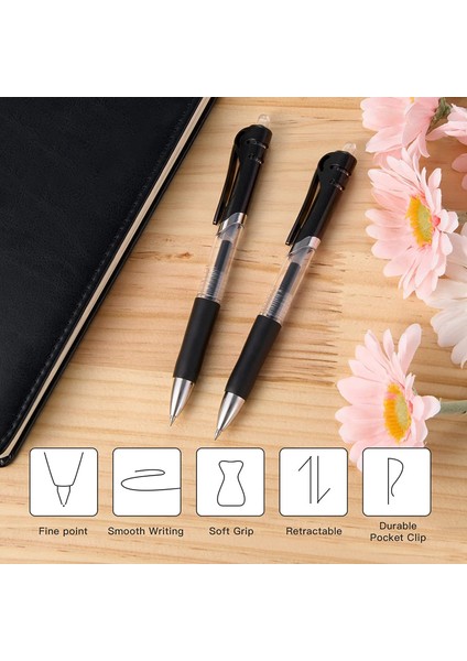 Siyah Jel Kalemler, Günlük Defter Yazma Ofis Okul Malzemeleri Için 24 Paket Rollerball Jel Mürekkep Kalemler (Yurt Dışından) modelleri