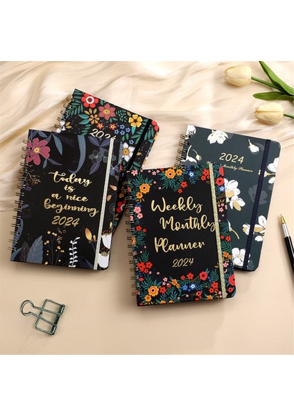 2024 Planner, Haftalık Aylık Planlayıcı 2024 Sekmeli, Ocak - Aralık 2024, Planner Weekly Planner Spiral Ciltli, 15,5X21,5CM A (Yurt Dışından)