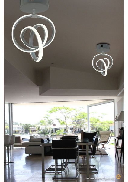 Modern Huracan Plafonyer Tavan LED Avize Oturma Odası Hol Antre Mutfak Salon LED Avize Antrasit Füm