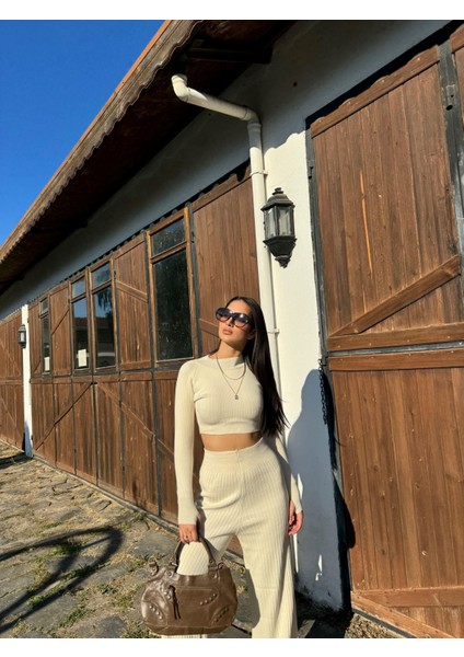 Cora Dik Yaka Ikili Takım 8458 Krem