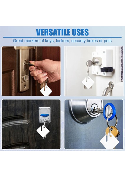 100 Adet Anahtar Etiketleri, Oluklu Plastik Asılı Etiketler Metal Yaylı Kancalar Ile Beyaz Anahtar Etiketleri Boş Kare Anahtar Etiketleri (Yurt Dışından) fırsatları