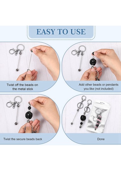 Boncuklu Anahtarlıklar Çubuklar, Boncuklu Dıy Anahtarlıklar Çubuklar Dahil 10 Boncuklu Anahtarlık Çubukları 10 Açılıp Kapanabilir Kese (Yurt Dışından)