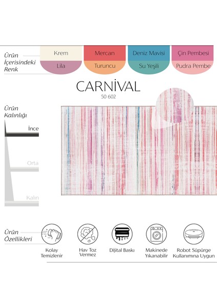 Carnival Pastel Renkli Halı Yolluk Antre Hol Koridor Halısı Dokuma Şönil Yıkanabilir Muftak Halısı fiyatları