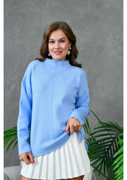 Kadın Dik Yaka Salaş Triko Kazak modelleri