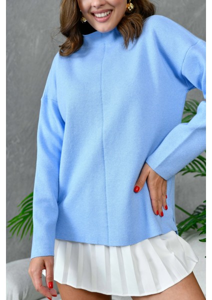 Kadın Dik Yaka Salaş Triko Kazak fırsatları