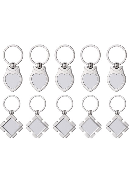 10 Adet Süblimasyon Boş Anahtarlık Metal Isı Transfer Anahtarlık Boş Tahta Anahtar Yüzükler Dıy Süblimasyon Için, 2 Şekil (Yurt Dışından)