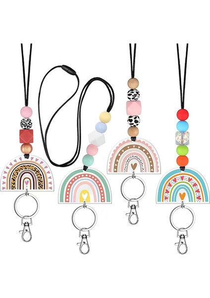 Kimlik Rozetleri ve Anahtarlar Için Öğretmen Boyunluklar Anahtarlık Ile Sevimli Boncuklu Boyunluklar Kadınlar Kızlar Için Silikon Boncuklu Anahtarlık (Yurt Dışından)