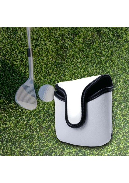 Pu Golf Club Headcover Açık Hava Spor Dayanıklı Golf Mallet Putter Baş Kapağı Beyaz (Yurt Dışından)