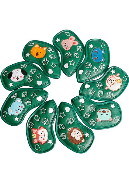 9 Adet Golf Demir Başörtüsü Kulübü Golf Sopası Kılıfı Açık Spor Eğitim Ekipmanları Yeşil (Yurt Dışından)