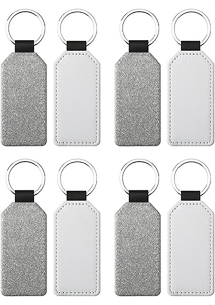 20 Paket Süblimasyon Boşlukları Anahtarlık Glitter Pu Deri Anahtarlık Isı Transferi Anahtarlık Süblimasyon Boş Dikdörtgen Gümüş (Yurt Dışından) fırsatları
