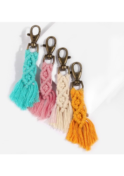 Mini Makrome Anahtarlıklar Setleri Boho Makrome Anahtarlıklar Püsküllü El Yapımı Araba Anahtarı Çanta Telefon Cüzdan Düğün Hediyesi Için, A (Yurt Dışından) fırsatları