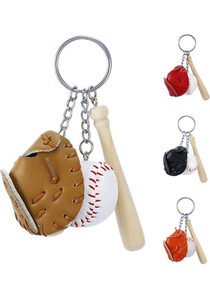 4 Adet Beyzbol Sopası Anahtarlık Ahşap Sopa Beyzbol Eldiveni Mini Anahtarlık Aksesuarları Erkek Kız Için Spor Anahtarlık Sarkık (Yurt Dışından)