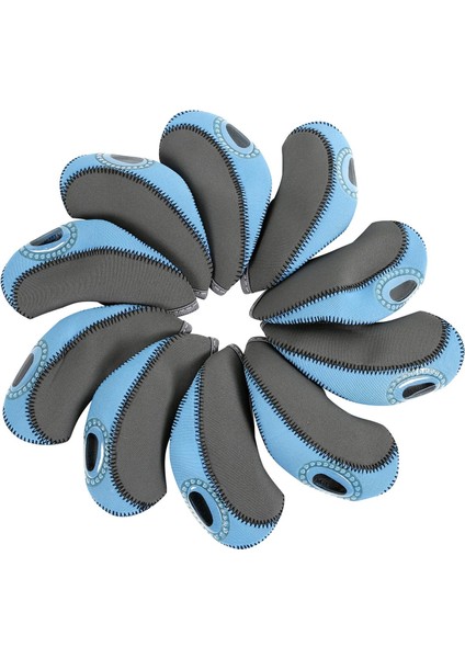 10 Golf Ütüler Golf I Kılıfı Set Golf Kulübü Başlıkları Fairway Woods Golf Için Gri Mavi (Yurt Dışından)
