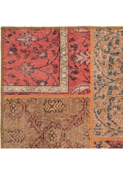 Carnival Renkli Patchwork Halı Yolluk Yıkanabilir Mutfak Halısı Eskitme Vintage Dokuma Şönil Halı