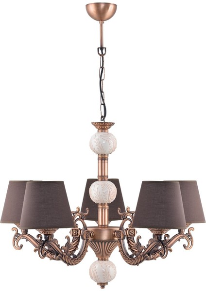 Beş Kollu Zamak Avize Bakır Krem Çinili Kahverengi Şapkalı fırsatları