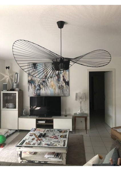 Telli Şık Siyah Metal Sarkıt Avize