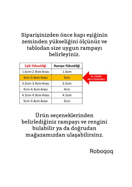 3cmx75cm Bantlı Beyaz Robot Elektrikli Süpürge Rampası Kapı Eşik Rampası