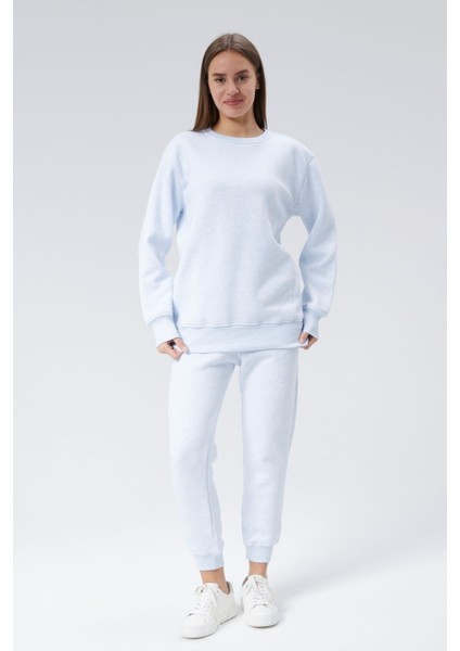 Bisiklet Yaka Üç Iplik Şardonlu Eşofman Takım L - Mavi fiyatları