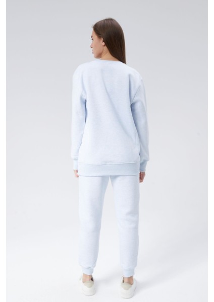 Bisiklet Yaka Üç Iplik Şardonlu Eşofman Takım L - Mavi indirimleri