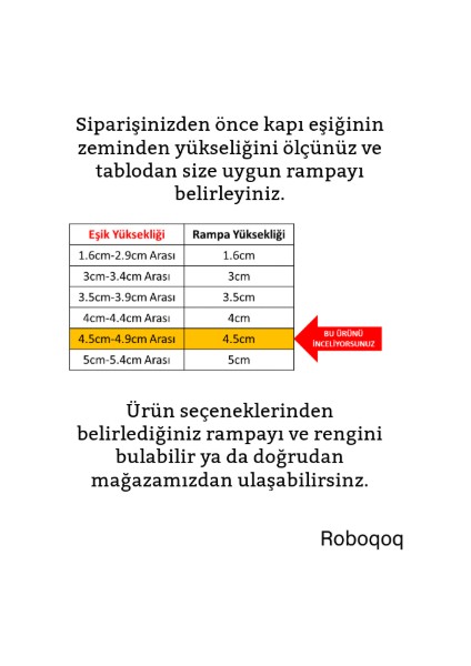 4.5cmx75cm Bantlı Beyaz Robot Elektrikli Süpürge Rampası Kapı Eşik Rampası