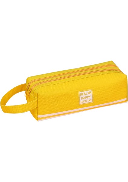 Çift Katmanlı Kalem Çantası Oxford Kumaş Büyük Kapasiteli Taşınabilir Kalem Çantası Basit Çift Fermuarlı Ilkokul Öğrencisi Kırtasiye Çantası (Yurt Dışından)