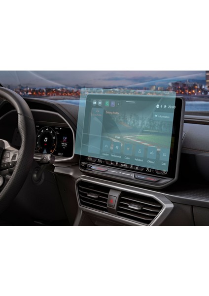 Cupra Leon 12.9 Inç Multimedya Ekran Koruyucu 9H Parlak Nano Şeffaf