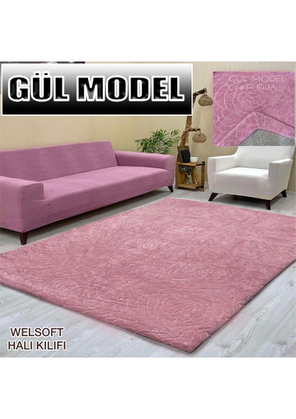 Gül Model Welsoft Lastikli Halı Örtüsü