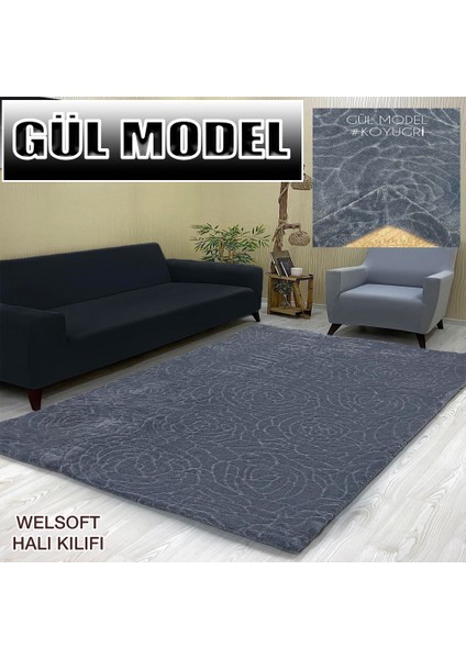 Gül Model Welsoft Lastikli Halı Örtüsü