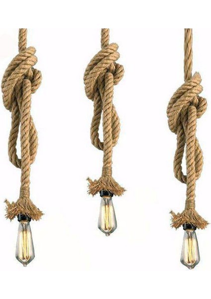 El Yapımı Jüt Halat Sarkıt Avize Lambasız 150 cm