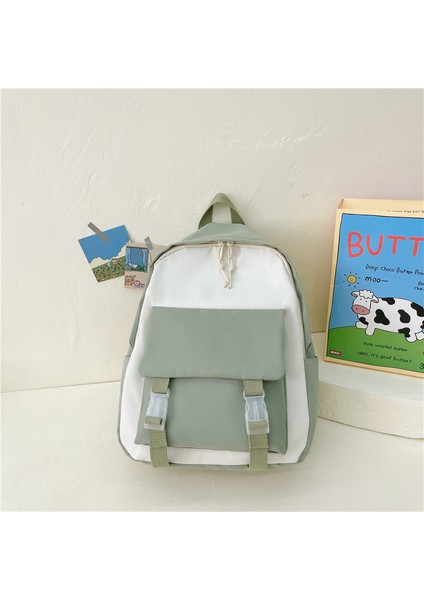 Sırt Çantası Kadın Rahat 2024 Yeni Ilköğretim Okulu Çocuk Sırt Çantası Kore Versiyonu Büyük Kapasiteli Batı Tarzı Renk Eşleşen Okul Çantası (Yurt Dışından)
