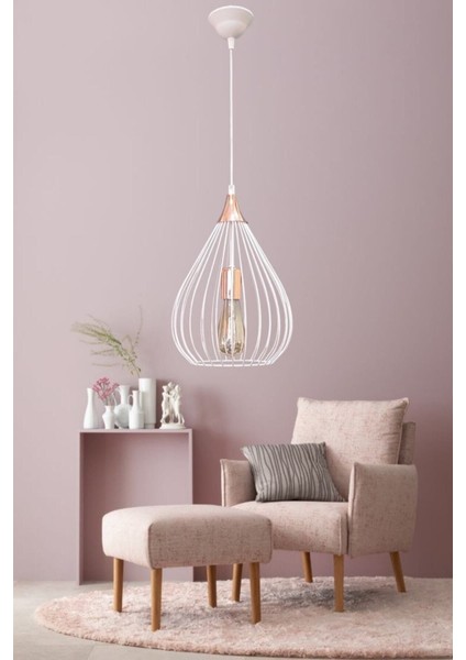 Kafes Tekli Avize Beyaz