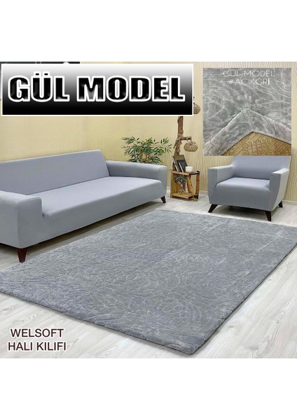 Gül Model Welsoft Lastikli Halı Örtüsü