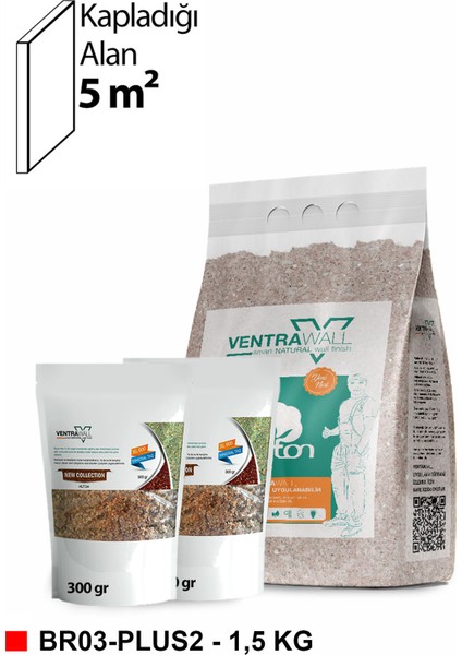 - Ipek Sıva | Canlı Sıva | Isı Ve Ses Yalıtımlı Sıva | Altın Mineral Taşlı Kahverengi | BR03-PLUS2 | 1,5 Kg |5m²