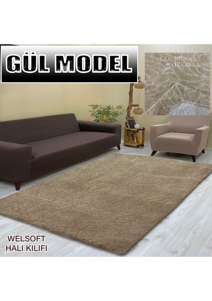 Gül Model Welsoft Lastikli Halı Örtüsü