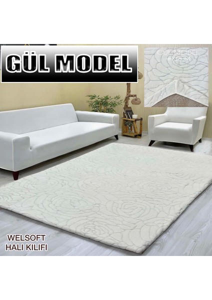 Gül Model Welsoft Lastikli Halı Örtüsü