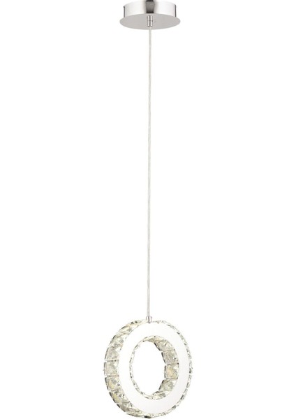 Akanay Tekli Krom Ledli 3 Renkli Sarkıt Kristalli Taşlı Modern Tasarım LED Kristal Top Salon Avize