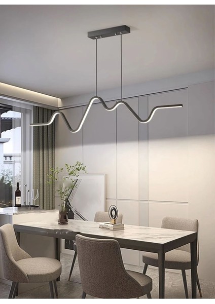 LED Avize / 3 Renkli Ledli Modern Akıllı Sarkıt Avize / Everest / 100 cm / Antrasit Kasa