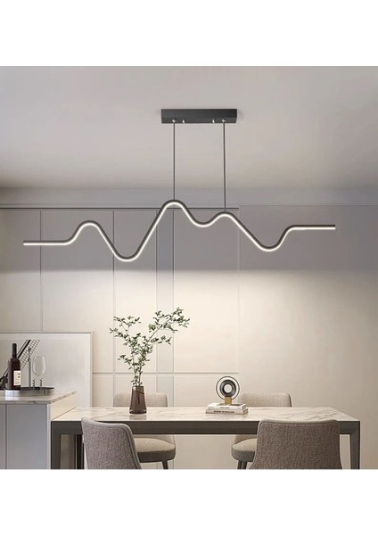 LED Avize / 3 Renkli Ledli Modern Akıllı Sarkıt Avize / Everest / 100 cm / Antrasit Kasa