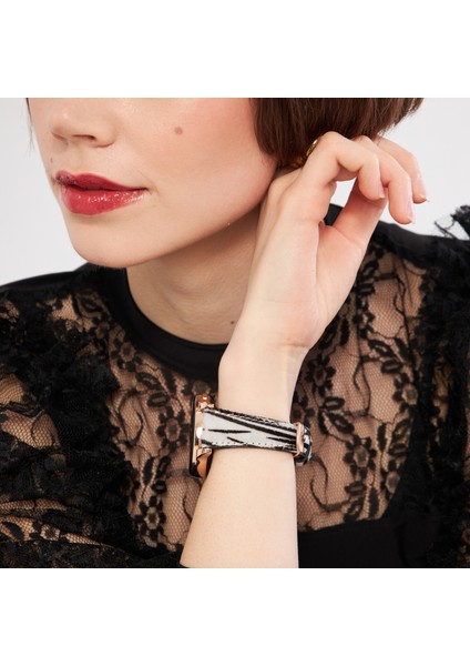 Huawei Watch Kadın Deri Kordon Huawei Watch Gt Gt 2 Gt 3 Pro GT5 Pro Seramik Elegant 42MM 43MM GT 5 Pro 42mm ( 20mm ) Beyaz Zebra Desenli Kayış modelleri