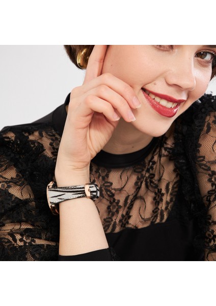 Huawei Watch Kadın Deri Kordon Huawei Watch Gt Gt 2 Gt 3 Pro GT5 Pro Seramik Elegant 42MM 43MM GT 5 Pro 42mm ( 20mm ) Beyaz Zebra Desenli Kayış
