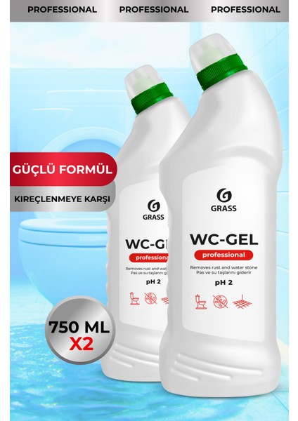 Wc-Gel Professional Ağır Kirler Için Klozet Temizlik Ürünü Set 750ML X2