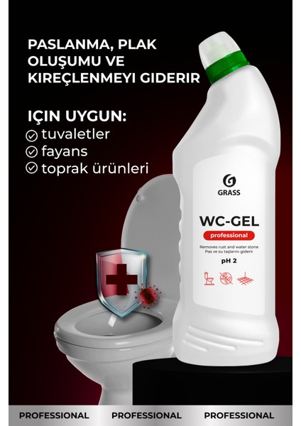 Wc-Gel Professional Ağır Kirler Için Klozet Temizlik Ürünü Set 750ML X2