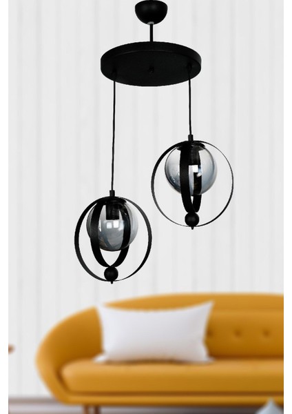 Aydınlatma Mars 2 Li Sarkıt Camlı Siyah (Glop Füme) Avize fiyatları