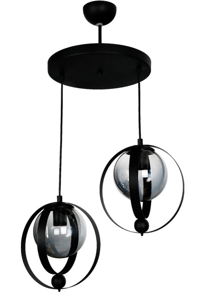 Aydınlatma Mars 2 Li Sarkıt Camlı Siyah (Glop Füme) Avize indirimleri