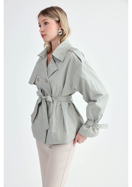 Kemerli Kısa Trençkot modelleri